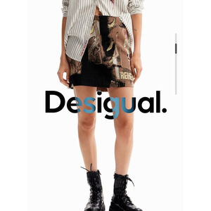 Desigual XS Arty Jacquard Tapestry Mini Skirt Avant Gard Hipster Boho Autumn